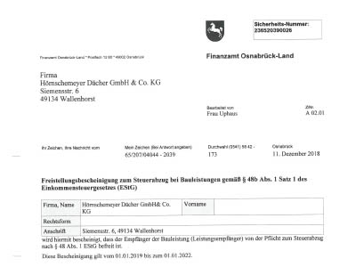 Vorschau Freistellungsbescheinigung